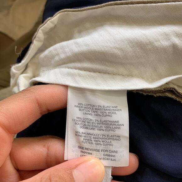 J Crew Pants Mens 34 Parchment Cotton Blend Ludlow SLIM Stretch Chino Flat Front - Picture 8 of 12